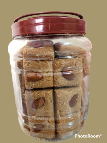Almond Mava Chikki -MRP 250/- 1 Carton {18 Jar's} 00335
