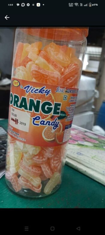 Orange Candy -  MRP 150/1Carton 20 jar/00486