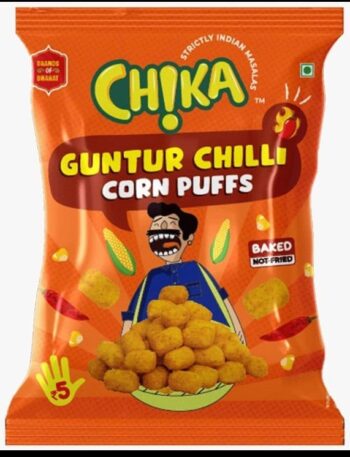 Chika Guntur Chilli Corn Puff /5 Rs/ 1Carton - 224 pkts  00661