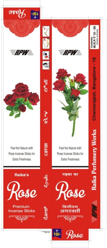 Rose incense stick 10Rs/ MRP 120/ 1Carton 100 dozen/01580