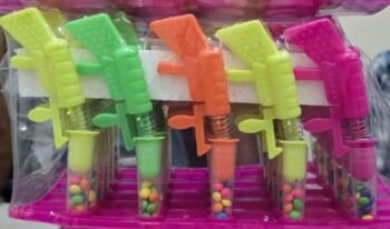 02030 / 5Rs GUN TOY CANDY GEMS  /MRP250 /DP 150 /BOX 24 JAR