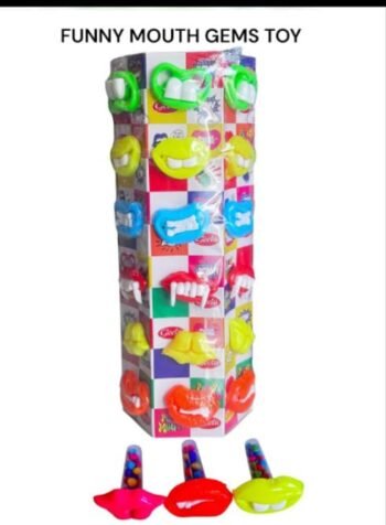 02005/  5Rs FUNNY MOUTH GEMS  / MRP 150 /DP 90 / BOX 24 JAR