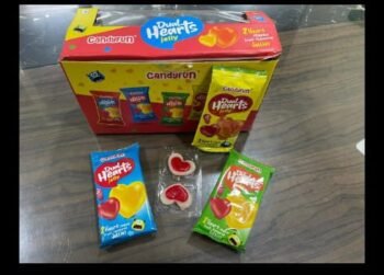 02112 / 5Rs  DUAL HEARTS CANDY /MRP 150 /DP 95 /BOX 24 JAR