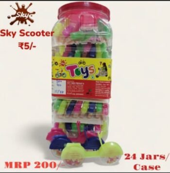02207 /5Rs  SKY SCOOTER TOY CANDY JAR  /MRP 200 /DP 105 /BOX 24 JAR