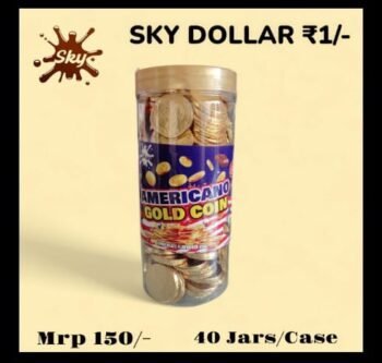 02197 /1Rs  SKY DOLLAR GOLD COIN CHOCOLATE  /MRP 150 /DP 85 /BOX 40 JAR