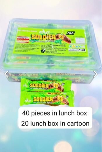 02127 /5Rs  SOLDIER WAFFER N CHOCO  /MRP 200 /DP 125 /BOX 20 JAR