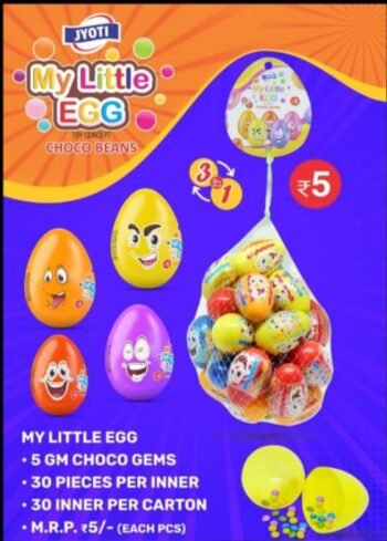 02027 / 5Rs MY LITTLE EGG  CHOCO GEMS /MRP 150 /DP 80 /BOX 30 JAR