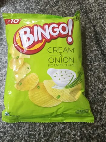 03199/ BINGO CREAM & ONION/ MRP 10 RS/DP 7.70/ BOX 120 PCS/MINIMUM ORDER 10 BOX