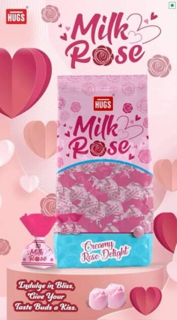 02033 /  5 Rs HUGS ROSE MILK GIFT PACK CANDY  /MPR 400 /DP 175 /BOX 12 JAR