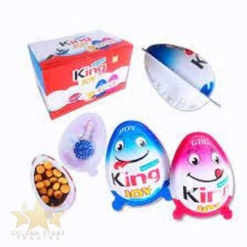 03161 /5Rs KING 10 SURPRISE EGG CHOCOLATE /MRP 300 / DP 128 /BOX 24 PCS JAR