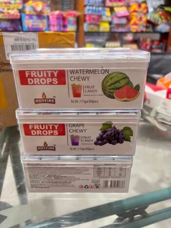03160 /5Rs  FRUITY DROP WATERMELLON FRUIT CANDY /MRP 300 /DP 178 /BOX 24 JAR