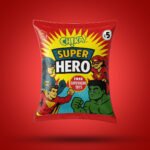 03079 / POTCH  CHIKA SUPER HERO CHIPS / MRP 5 / DP 3.70/ BOX 224 PKT /MINIMUM ORDER 10 BOXES