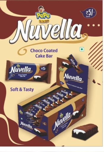 01647 / 5Rs NUVELL CHOCO CAKE BAR / MRP 150 /DP 112 /BOX 24 PCS