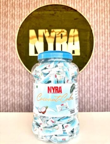 01197 /  1Rs  NYRA COCONUT CUBE CANDY / MRP /160 / DP 86 / BOX 16 JAR MINIMUM ORDER 2 BOX