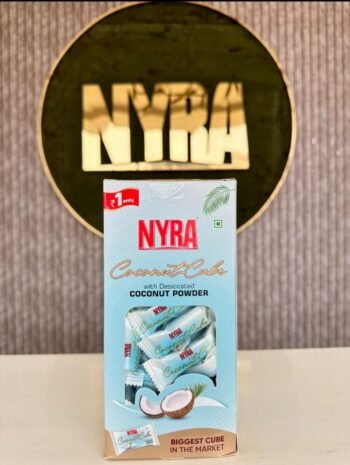 01231 /1Rs  NYRA COCONUT POWDER CUBE CANDY / MRP /160 / DP 86 / BOX 16 JAR MINIMUM ORDER 2 BOX