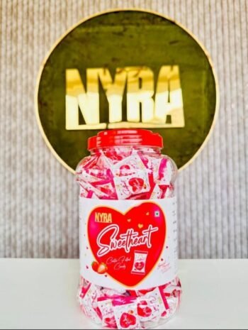 01290 / 1Rs  NYRA SWEET HEART CANDY / MRP /160 / DP 86 / BOX 16 JAR MINIMUM ORDER 2 BOX
