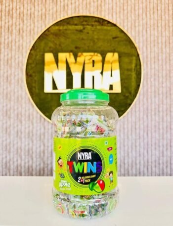 01291 / 1Rs NYRA TWINS APPLE CANDY / MRP 160 / DP 86 / BOX 16 JAR MINIMUM ORDER 2 BOX