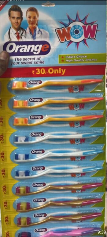 01028 /ORANGE WOW TOOTH BRUSH / MRP 240 /DP 65 /BOX 120 SHEET