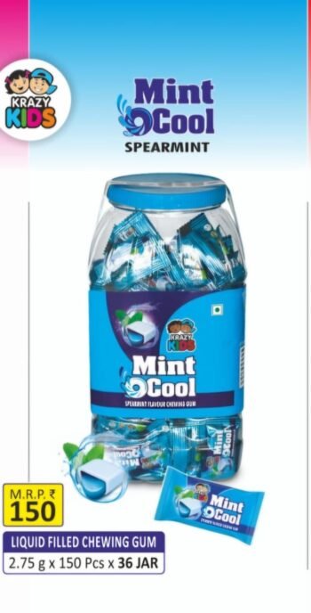 03246/1Rs  KRAZY MINT COOL BUBBLE GUM CANDY / MRP 150 / DP 67/ BOX  36 PCS