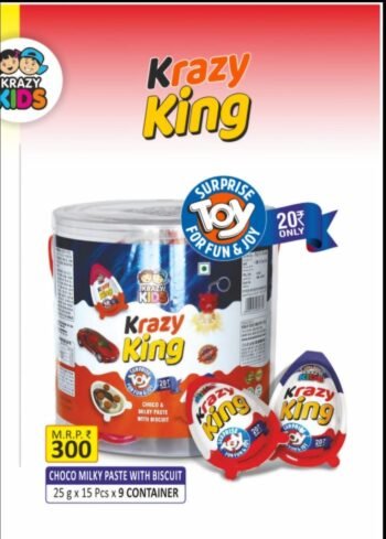 03241/ 5Rs KRAZY KING KIDS EGG CHOCOLATE MRP 300/DP 185 / BOX 9 PCS
