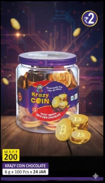 03368/2Rs.Krazy Gold Coin/Mrp Rs.200/Dp Rs.132/1 set Carton 24Pcs